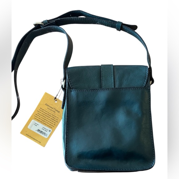 Patricia Nash Crossbody Bag Womens Blue Coral Leather Cascina Distressed Vintage - Picture 3 of 7